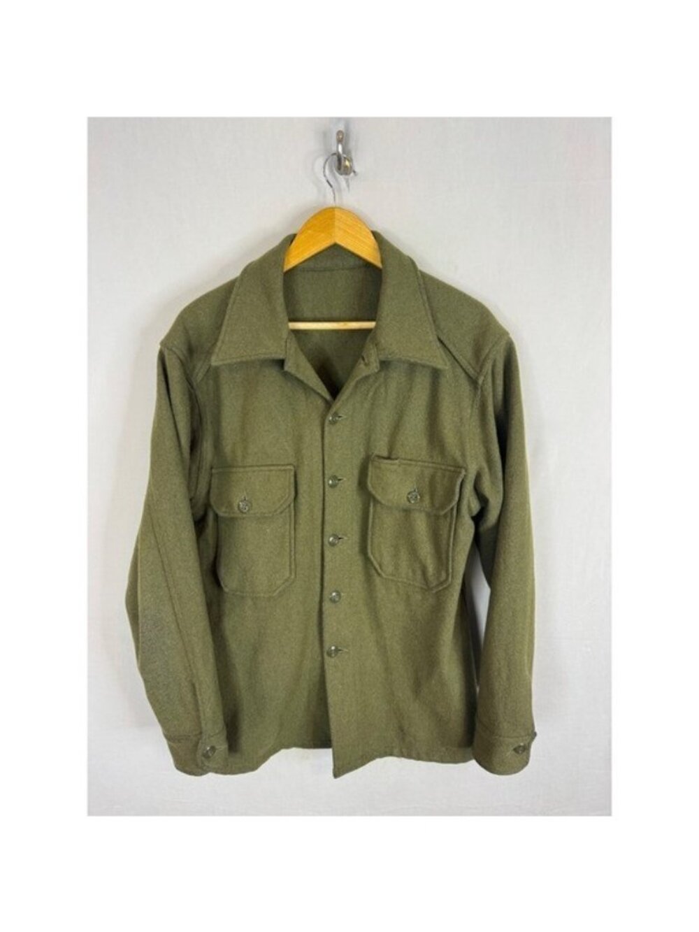 Vintage Canada 1996 Military Wool Field Shirt Olive Drab Large 8415-21-905-7508